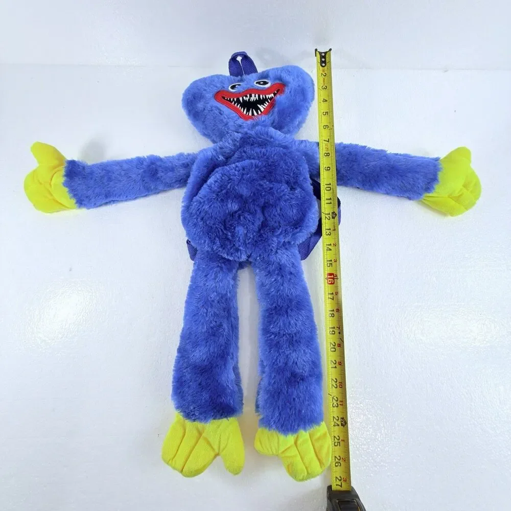 Poppy Playtime Huggy Wuggy Blue Plush Character Backpack Bag Toy Zipper Back
